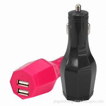 Portable Dual USB Ports Car Chargers with Gorgeous Streamline, Fast Charging, 5V/2.3A Output